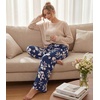 image:imageWiWi Pajama Pants for Women Bamboo Viscose Super Soft Bottoms Plus Size Cooling Wide Leg Casual Lounge Yoga Sweatpants S4XAnavy Floral