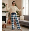 image:imageWiWi Pajama Pants for Women Bamboo Viscose Super Soft Bottoms Plus Size Cooling Wide Leg Casual Lounge Yoga Sweatpants S4XAnavyGreen Plaid