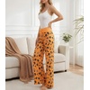 image:imageWiWi Pajama Pants for Women Bamboo Viscose Super Soft Bottoms Plus Size Cooling Wide Leg Casual Lounge Yoga Sweatpants S4XApumpkin Spider on Orange