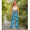 image:imageWiWi Pajama Pants for Women Bamboo Viscose Super Soft Bottoms Plus Size Cooling Wide Leg Casual Lounge Yoga Sweatpants S4XAteal Blue Floral