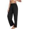 image:imageWiWi Pajama Pants for Women Bamboo Viscose Super Soft Bottoms Plus Size Cooling Wide Leg Casual Lounge Yoga Sweatpants S4XEblack