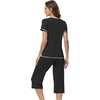 image:imageWiWi Pajamas for Women Cool Short Sleeve Top and Capri Pants Viscose from Bamboo Super Soft 2 Piece Pjs Sleepwear SXXLAblack