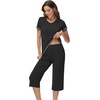 image:imageWiWi Pajamas for Women Cool Short Sleeve Top and Capri Pants Viscose from Bamboo Super Soft 2 Piece Pjs Sleepwear SXXLAblack