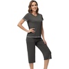 image:imageWiWi Pajamas for Women Cool Short Sleeve Top and Capri Pants Viscose from Bamboo Super Soft 2 Piece Pjs Sleepwear SXXLAiron Grey