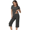 image:imageWiWi Pajamas for Women Cool Short Sleeve Top and Capri Pants Viscose from Bamboo Super Soft 2 Piece Pjs Sleepwear SXXLAiron Grey