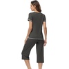 image:imageWiWi Pajamas for Women Cool Short Sleeve Top and Capri Pants Viscose from Bamboo Super Soft 2 Piece Pjs Sleepwear SXXLAiron Grey