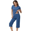 image:imageWiWi Pajamas for Women Cool Short Sleeve Top and Capri Pants Viscose from Bamboo Super Soft 2 Piece Pjs Sleepwear SXXLAprussian Blue