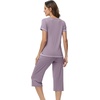 image:imageWiWi Pajamas for Women Cool Short Sleeve Top and Capri Pants Viscose from Bamboo Super Soft 2 Piece Pjs Sleepwear SXXLAviolet