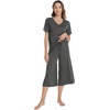 image:imageWiWi Pajamas for Women Cool Short Sleeve Top and Capri Pants Viscose from Bamboo Super Soft 2 Piece Pjs Sleepwear SXXLBiron Grey