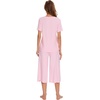 image:imageWiWi Pajamas for Women Cool Short Sleeve Top and Capri Pants Viscose from Bamboo Super Soft 2 Piece Pjs Sleepwear SXXLBpink