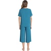 image:imageWiWi Pajamas for Women Cool Short Sleeve Top and Capri Pants Viscose from Bamboo Super Soft 2 Piece Pjs Sleepwear SXXLBteal Blue