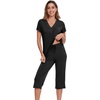 image:imageWiWi Pajamas for Women Cool Short Sleeve Top and Capri Pants Viscose from Bamboo Super Soft 2 Piece Pjs Sleepwear SXXLCblack