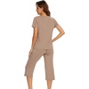 image:imageWiWi Pajamas for Women Cool Short Sleeve Top and Capri Pants Viscose from Bamboo Super Soft 2 Piece Pjs Sleepwear SXXLCcamel