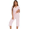 image:imageWiWi Pajamas for Women Cool Short Sleeve Top and Capri Pants Viscose from Bamboo Super Soft 2 Piece Pjs Sleepwear SXXLCpink