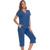 image:imageWiWi Pajamas for Women Cool Short Sleeve Top and Capri Pants Viscose from Bamboo Super Soft 2 Piece Pjs Sleepwear SXXLCprussian Blue