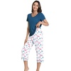 image:imageWiWi Pajamas for Women Cool Short Sleeve Top and Capri Pants Viscose from Bamboo Super Soft 2 Piece Pjs Sleepwear SXXLDdark Pink Dots