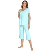 image:imageWiWi Pajamas for Women Cool Short Sleeve Top and Capri Pants Viscose from Bamboo Super Soft 2 Piece Pjs Sleepwear SXXLEaqua