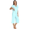 image:imageWiWi Pajamas for Women Cool Short Sleeve Top and Capri Pants Viscose from Bamboo Super Soft 2 Piece Pjs Sleepwear SXXLEaqua