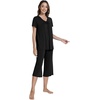 image:imageWiWi Pajamas for Women Cool Short Sleeve Top and Capri Pants Viscose from Bamboo Super Soft 2 Piece Pjs Sleepwear SXXLEblack