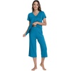 image:imageWiWi Pajamas for Women Cool Short Sleeve Top and Capri Pants Viscose from Bamboo Super Soft 2 Piece Pjs Sleepwear SXXLEteal Blue
