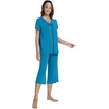 image:imageWiWi Pajamas for Women Cool Short Sleeve Top and Capri Pants Viscose from Bamboo Super Soft 2 Piece Pjs Sleepwear SXXLEteal Blue