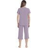 image:imageWiWi Pajamas for Women Cool Short Sleeve Top and Capri Pants Viscose from Bamboo Super Soft 2 Piece Pjs Sleepwear SXXLEviolet