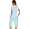 image:imageWiWi Pajamas for Women Cool Short Sleeve Top and Capri Pants Viscose from Bamboo Super Soft 2 Piece Pjs Sleepwear SXXLFaqua