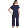 image:imageWiWi Pajamas for Women Cool Short Sleeve Top and Capri Pants Viscose from Bamboo Super Soft 2 Piece Pjs Sleepwear SXXLFnavy