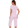 image:imageWiWi Pajamas for Women Cool Short Sleeve Top and Capri Pants Viscose from Bamboo Super Soft 2 Piece Pjs Sleepwear SXXLFpink