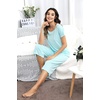 image:imageWiWi Pajamas for Women Super Soft Pajama Sets Cooling Short Sleeve Top Capri Pants Viscose from Bamboo Sleepwear Pjs S4XAaqua