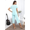 image:imageWiWi Pajamas for Women Super Soft Pajama Sets Cooling Short Sleeve Top Capri Pants Viscose from Bamboo Sleepwear Pjs S4XAaqua