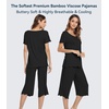 image:imageWiWi Pajamas for Women Super Soft Pajama Sets Cooling Short Sleeve Top Capri Pants Viscose from Bamboo Sleepwear Pjs S4XAblack