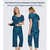 image:imageWiWi Pajamas for Women Super Soft Pajama Sets Cooling Short Sleeve Top Capri Pants Viscose from Bamboo Sleepwear Pjs S4XAblue Flowers