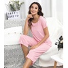 image:imageWiWi Pajamas for Women Super Soft Pajama Sets Cooling Short Sleeve Top Capri Pants Viscose from Bamboo Sleepwear Pjs S4XAblush Pink