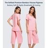 image:imageWiWi Pajamas for Women Super Soft Pajama Sets Cooling Short Sleeve Top Capri Pants Viscose from Bamboo Sleepwear Pjs S4XAblush Pink