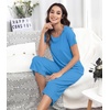 image:imageWiWi Pajamas for Women Super Soft Pajama Sets Cooling Short Sleeve Top Capri Pants Viscose from Bamboo Sleepwear Pjs S4XAbright Blue
