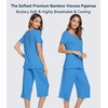image:imageWiWi Pajamas for Women Super Soft Pajama Sets Cooling Short Sleeve Top Capri Pants Viscose from Bamboo Sleepwear Pjs S4XAbright Blue