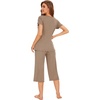 image:imageWiWi Pajamas for Women Super Soft Pajama Sets Cooling Short Sleeve Top Capri Pants Viscose from Bamboo Sleepwear Pjs S4XAcamel