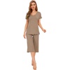 image:imageWiWi Pajamas for Women Super Soft Pajama Sets Cooling Short Sleeve Top Capri Pants Viscose from Bamboo Sleepwear Pjs S4XAcamel