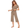 image:imageWiWi Pajamas for Women Super Soft Pajama Sets Cooling Short Sleeve Top Capri Pants Viscose from Bamboo Sleepwear Pjs S4XAcamel