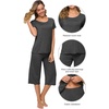 image:imageWiWi Pajamas for Women Super Soft Pajama Sets Cooling Short Sleeve Top Capri Pants Viscose from Bamboo Sleepwear Pjs S4XAcharcoal Heather