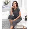 image:imageWiWi Pajamas for Women Super Soft Pajama Sets Cooling Short Sleeve Top Capri Pants Viscose from Bamboo Sleepwear Pjs S4XAcharcoal Heather