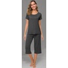image:imageWiWi Pajamas for Women Super Soft Pajama Sets Cooling Short Sleeve Top Capri Pants Viscose from Bamboo Sleepwear Pjs S4XAcharcoal Heather