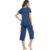 image:imageWiWi Pajamas for Women Super Soft Pajama Sets Cooling Short Sleeve Top Capri Pants Viscose from Bamboo Sleepwear Pjs S4XAdark Blue
