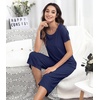 image:imageWiWi Pajamas for Women Super Soft Pajama Sets Cooling Short Sleeve Top Capri Pants Viscose from Bamboo Sleepwear Pjs S4XAdark Blue