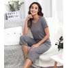 image:imageWiWi Pajamas for Women Super Soft Pajama Sets Cooling Short Sleeve Top Capri Pants Viscose from Bamboo Sleepwear Pjs S4XAdark Heather Grey