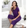 image:imageWiWi Pajamas for Women Super Soft Pajama Sets Cooling Short Sleeve Top Capri Pants Viscose from Bamboo Sleepwear Pjs S4XAdark Purple