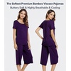 image:imageWiWi Pajamas for Women Super Soft Pajama Sets Cooling Short Sleeve Top Capri Pants Viscose from Bamboo Sleepwear Pjs S4XAdark Purple