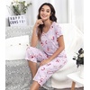 image:imageWiWi Pajamas for Women Super Soft Pajama Sets Cooling Short Sleeve Top Capri Pants Viscose from Bamboo Sleepwear Pjs S4XAgreyPeony