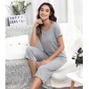 image:imageWiWi Pajamas for Women Super Soft Pajama Sets Cooling Short Sleeve Top Capri Pants Viscose from Bamboo Sleepwear Pjs S4XAheather Grey